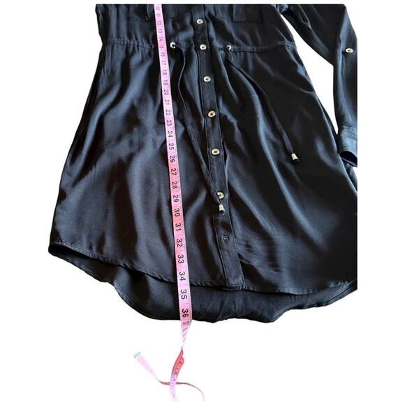 Guess Black Button Front Long Sleeve Belted Shirt Dress Size XS NWT - Picture 6 of 9